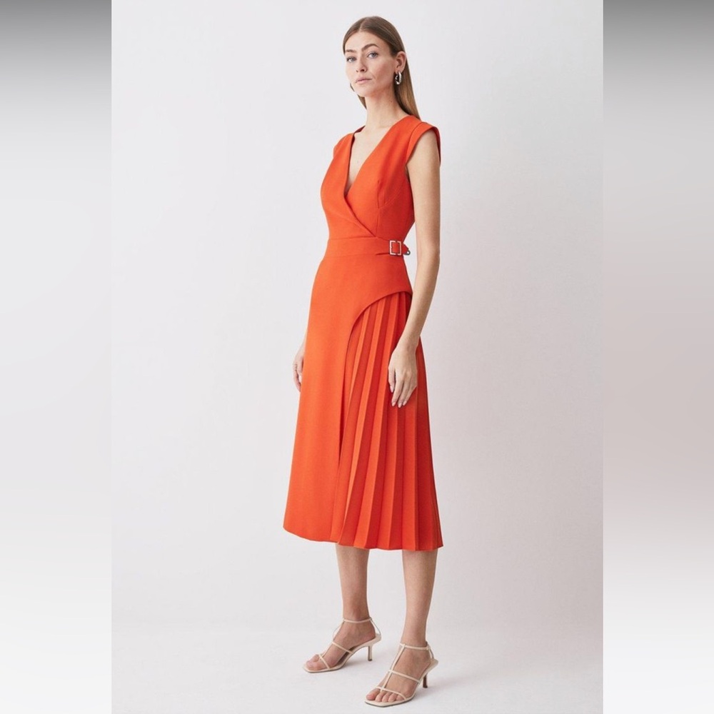 NWOT Karen Millen Tailored Military Pleat Midi Dress. - Picture 7 of 11